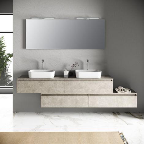 Ensemble de salle de bain double vasque 9 pièces YOKA havane