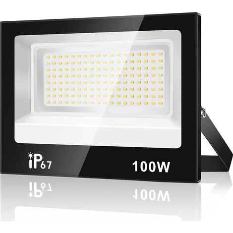100W Projecteur Led Extérieur,10000LM Spot LED Extérieur,7000K Blanc Froid Projecteur Exterieur LED,IP67 Imperméable Superlumineux Luminaire Exterieur pour Jardin,Cour,Garage,Patio (1/5)