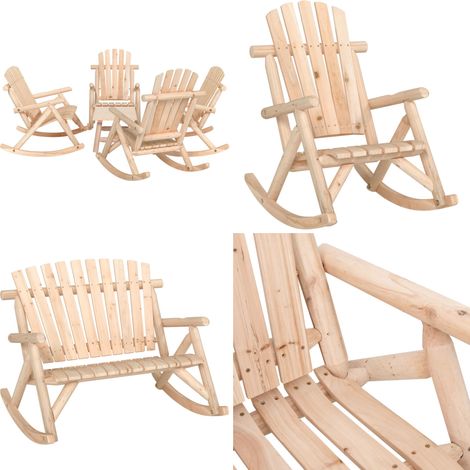5-tlg. Garten-Lounge-Set Massivholz Fichte - Holzschaukelstuhl - Holzschaukelbank (1/5)