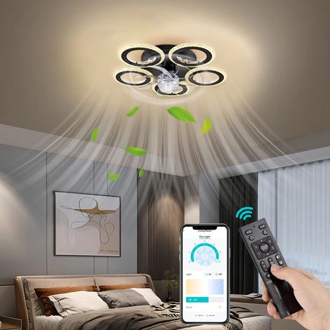Ventilateur de Plafond LED avec Lumière Dimmable 6 Vitesses, Plafonnier Ventilateur Moderne, Éclairage Réglable pour Salon, Bureau, Chambre (1/5)