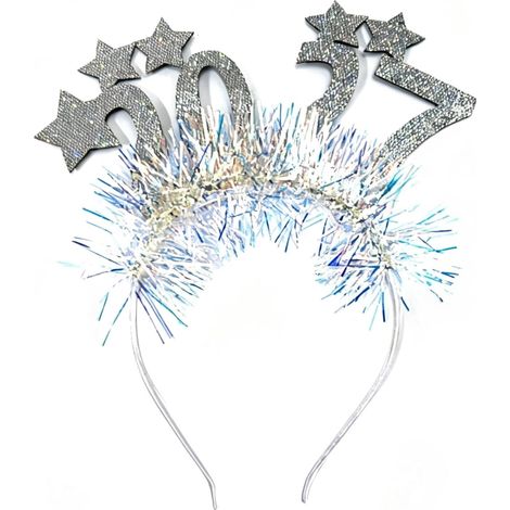 Bandeau étoile du nouvel an 2027, 1 pièce, accessoire de cheveux argenté avec garniture de guirlandes pour compte à rebours, événements de stand Photo (1/5)