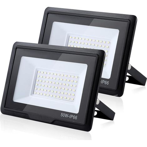 Projecteur LED Extérieur 50W, 5000LM Super Brillant, IP66 Étanche, 3000K Blanc Chaud pour Garage, Jardin, Terrasse, Cour(2pcs) (1/5)