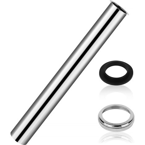 Tube Plongeur Siphon Acier Inoxydable - 30CM Siphon Tubulaire Chromé, avec Écrou et Joints en Caoutchouc, Rallonge Bouteille et Siphon pour Salle de Bain et Cuisine (1/5)