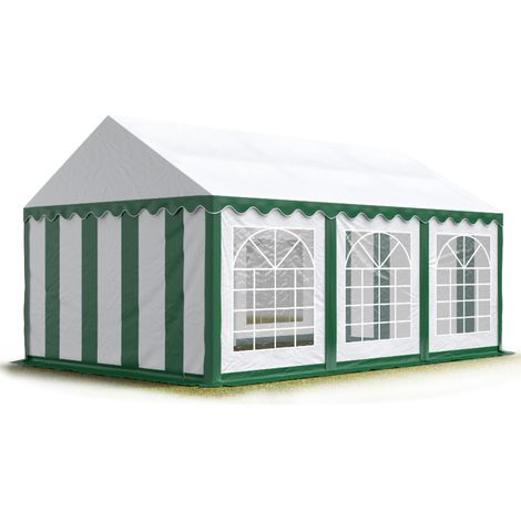 Party-Zelt Festzelt 4x6 m Garten-Pavillon -Zelt PVC Plane 700 N in grün-weiß Wasserdicht