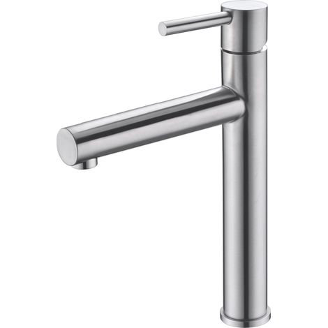 Robinet de lavabo haut avec mélangeur  Modèle MOSCOU  Bec universel  Couleur gris fini en acier [ IMEX® ]