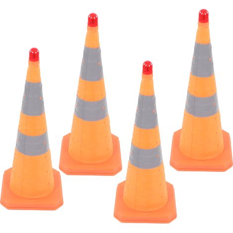 Lot de 4 cônes de signalisation pliables de 71 cm (28 pouces) avec éclairage intégré, couleur orange. Idéal pour parkings et routes. (1/5)