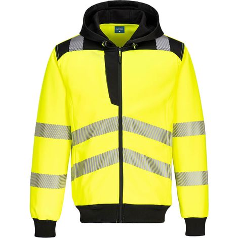 Pw3 - Sweat à Capuche Zippé Haute-visibilité - 5xl - Jaune/noir - Portwest