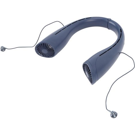 Ventilateur de cou Bluetooth avec écouteurs intégrés, rechargeable par USB, 4000 mAh, mains libres, sans pales, silencieux et portable (bleu). (1/5)