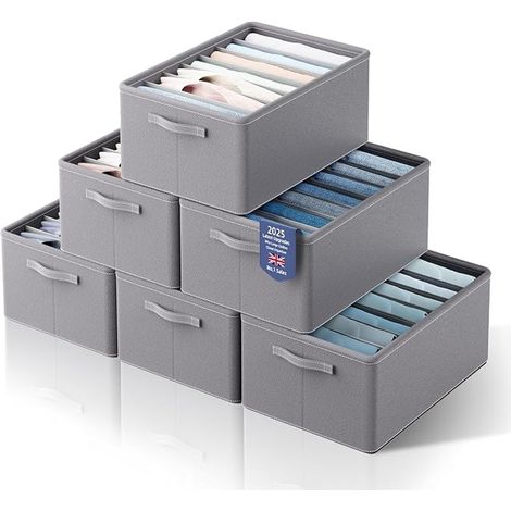 Stackable Clothes Storage Baskets, Compartments for Sweaters, T-Shirts, Hoodies and Dresses (Grey118) (1/5)