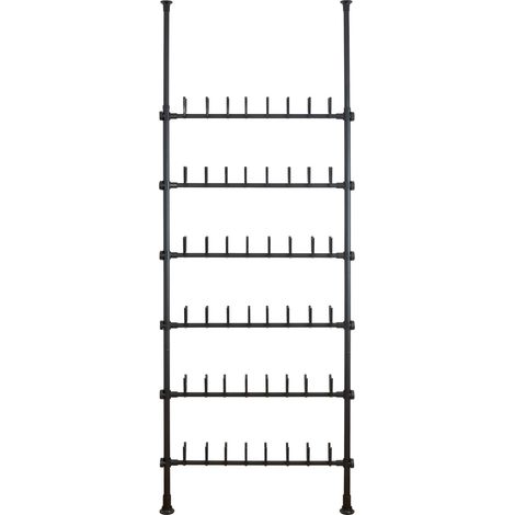 WENKO Sistema telescopico HERKULES Shoes nero - sistema regolabile di organizzazione, scaffale per scarpe, Acciaio, 94 x 165-300 x 9 cm, Nero (1/5)