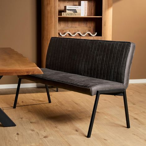 Banc de table à manger gris foncé à bandes 155 cm CORTINA (1/5)