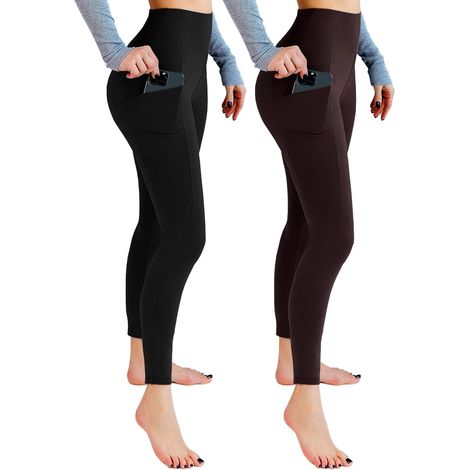 2 Pack Opaque High Waist Workout Leggings with Pockets for Workout Sports Yoga Running (1/5)