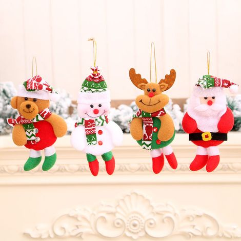 MINKUROW 4 Decorazioni Per L'albero Di Natale, Ciondolo Di Natale, 1 Babbo Natale, 1 Pupazzo Di Neve, 1 Renna, 1 Orso, Ornamenti Natalizi 16 X 8 Cm, Decorazioni Per L'albero Di Natale (1/4)