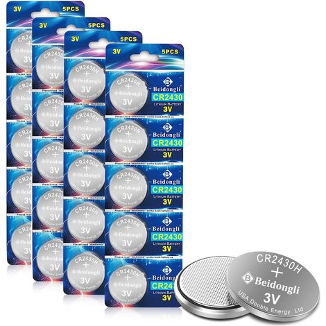 CR2430 Pile Bouton au Lithium 3V CR-2430 Piles Lot de 20【5 Ans Garantie de Stockage】 (2430-20) (1/5)