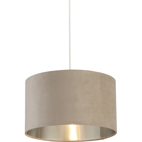 Paralume Contemporaneo Tamburo Tessuto Argento Tortora 1 Luce D38Cm (1/5)