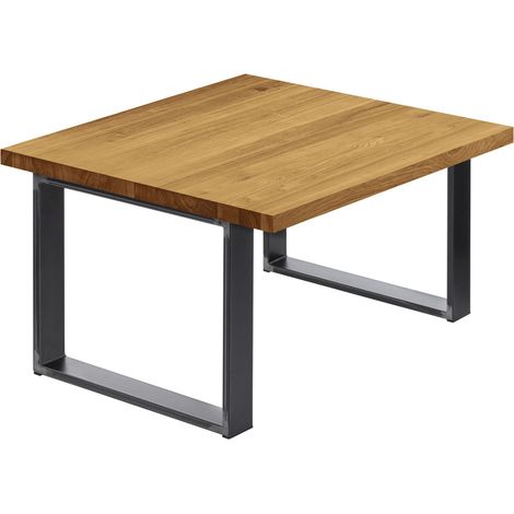 LAMO Manufaktur Esstisch Küchentisch, 60x60x47 cm (AxBxH), Modern, Rustikal / Rohstahl mit Klarlack, LKG-01-A-003-0000M