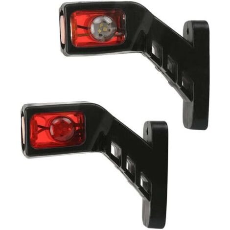 Lot de 2 feux de position latéraux LED 12V / 24V Fixation au châssis pour camions et camions bennes - Rouge/Blanc/Orange