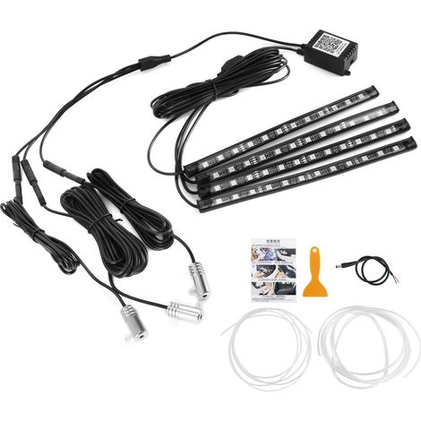 Lampe d'ambiance LED intérieure IP65 étanche sans fil pour voiture, 3 pièces avec bandeau lumineux, décoration auto. (1/5)