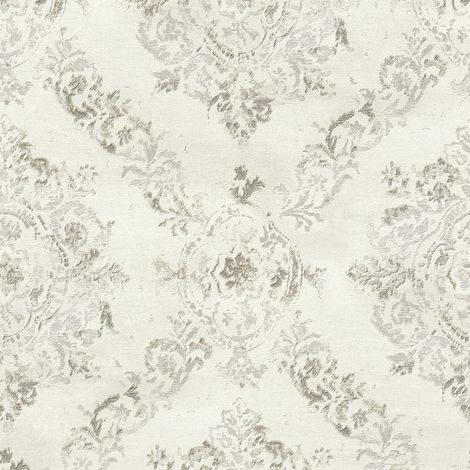 Barock Tapete Profhome 387072 heißgeprägte Vliestapete leicht strukturiert im romantischen Design glänzend creme platin perl-beige grau 5,33 m2