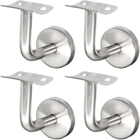Handlaufhalterungen zur Wandmontage, Treppengeländerhalterungen aus Edelstahl, Wandbefestigungen, Handlaufhalterungen für Treppengeländer, silberne Geländer-Wandhalterung, 4 Stück