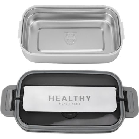 Contenitore per il pranzo Bento in acciaio inox 316, capacità 700 ml, adatto al microonde, a prova di perdite, ideale per scuola e ufficio, colore bianco. (1/5)