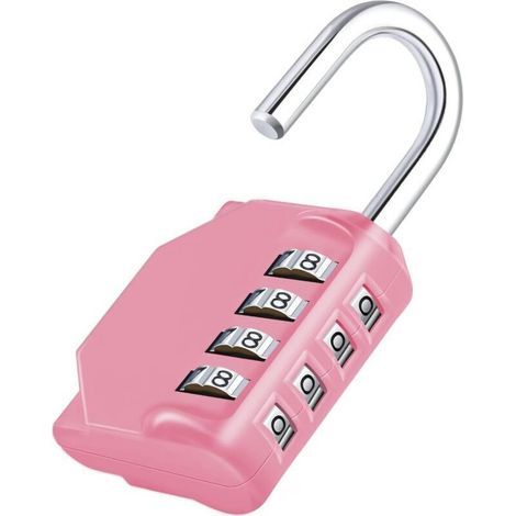 Cadenas Code Casier College, Cadenas a Code Pour Casier Vestiaire Sport, College, Scolaire, Cadenas 4 Chiffres Exterieur Pour Portail, Abri de Jardin, Rose (1/4)