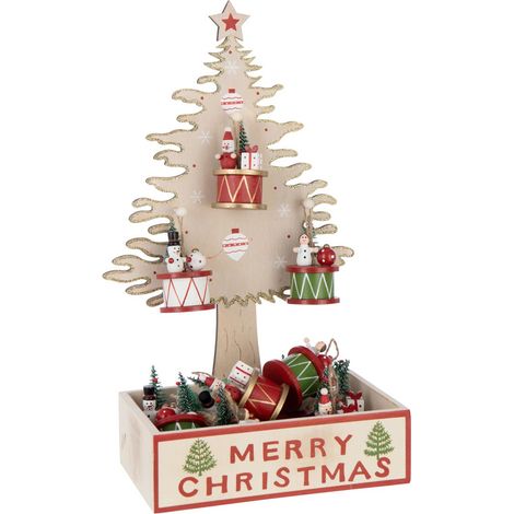 Arbre de Noël Déco "Merry Christmas" 41cm Naturel (1/3)