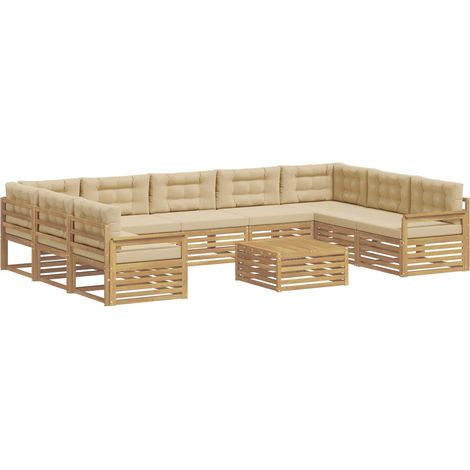 Ensemble de canapés d'extérieur 10 pc Blanc et Beige vidaXL (1/5)