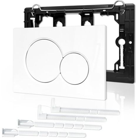 Plaque de commande de toilettes – Compatible avec certains modèles – Chasse d’eau 2 touches – Blanche (1/5)