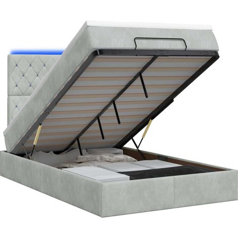 Maison Exclusive - Lit coffre avec matelas et LED Gris clair 120 x 200 cm Velours (1/5)