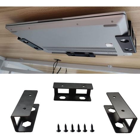 Under-Desk Laptop Stand, Metal Laptop Storage Rack with Screws, Suitable for Keyboard, Cable Box and More (3 Pieces) (1/4)