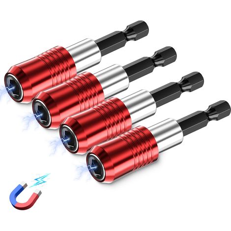 Porte-embouts magnétique à changement rapide, 4 porte-embouts de 60 mm pour tige hexagonale de 1/4 pouce, magnétique pour perceuses, tournevis, adaptateurs pour clés à douille (1/5)