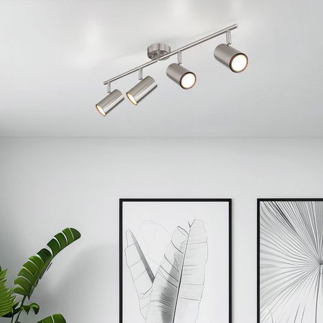 Plafonnier 4 flammes lampe de salon spot argent plafonnier mobile, 4x douille GU10, LxlxH 60x8x14,5 cm