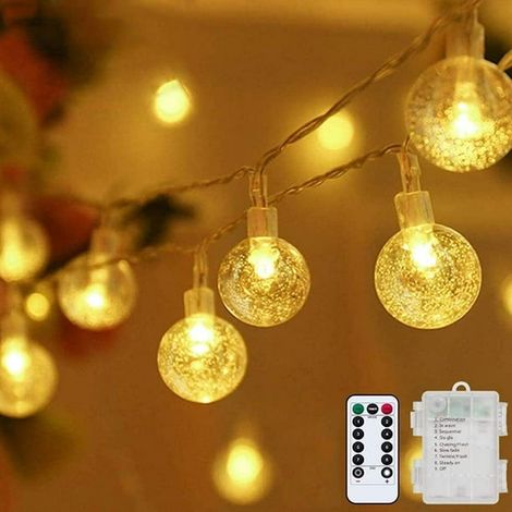 Guirlande LED Boules Cristal Blanc Chaud Féerique Lumineuse Décor Jardin Maison (1/5)