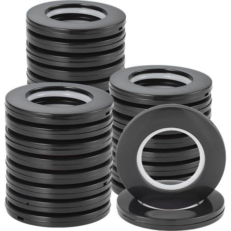Lot de 32pcs Anneaux à œillets de Rideau Anneaux en Plastique Ronds Clips Anneaux de Bricolage Intérieur Diamètre 43mm pour Rideau de Fenêtre, Rideau de Porte de Vestiaire (Noir) (1/5)