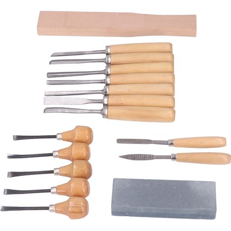 Lot de 16 outils de gravure sur bois en acier, coffret ciseaux et gouges à bois sculpteur bricoleur (1/5)
