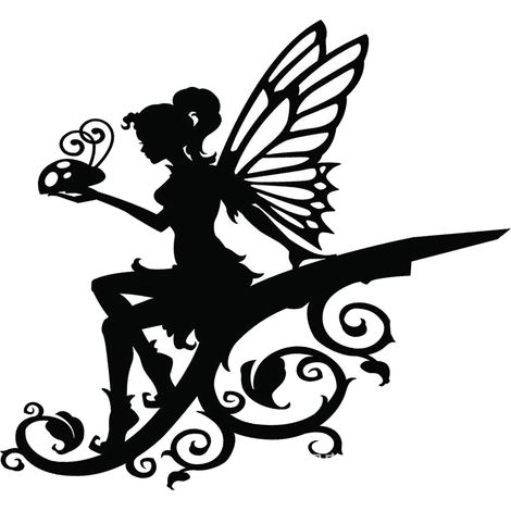 Décoration de jardin en métal, silhouette de fée fleurie pour branches et clôtures extérieures (1/5)