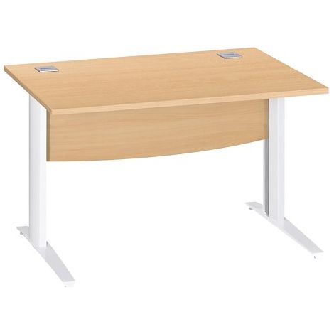 Bureau droit hêtre L 120 cm piètement ' L' métal blanc Essens - Maxiburo