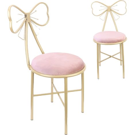 Tabouret de toilette, Design élégant, Assise confortable, Rose (1/2)