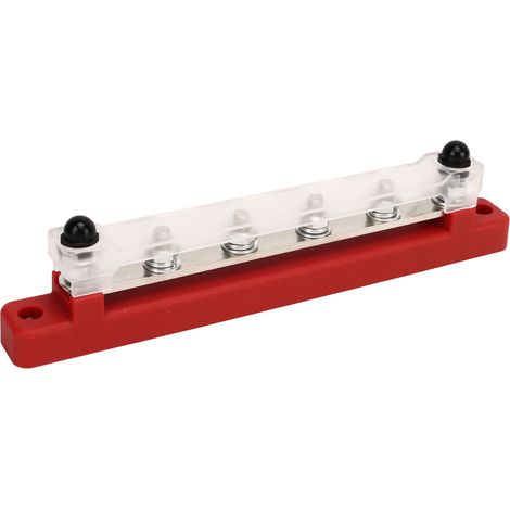 Bloc de distribution électrique 6 voies avec capuche anti-poussière, bornes M6, DC12V-48V 150A pour voitures, bateaux, camping-cars rouge (1/5)
