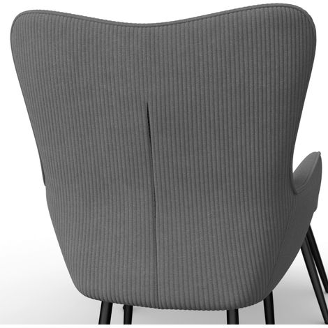Mömax Sessel mit Hocker Aurora Cord Grau (1/5)