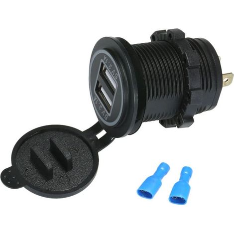 12V Double Prise De Chargeur Usb Prise De Courant Etanche 5V/4.2A Indicateur Led Pour Voiture Rv Bateau Moto Marine, Bleu (1/5)