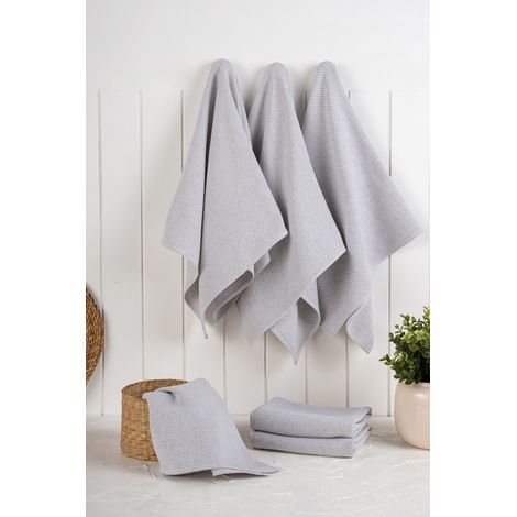Juego de toallas de cocina Set 90% Algodón / 10% Poliéster Gris 270 gr/m²