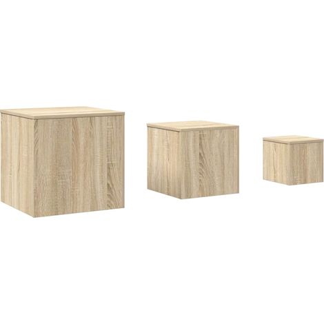 Mesas auxiliares 3 pzas madera contrachapada color roble Sonoma vidaXL (1/5)