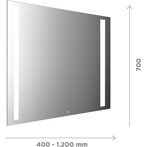 Miroir lumineux LED MI 120, vertical gauche et droit, 1200x700 mm