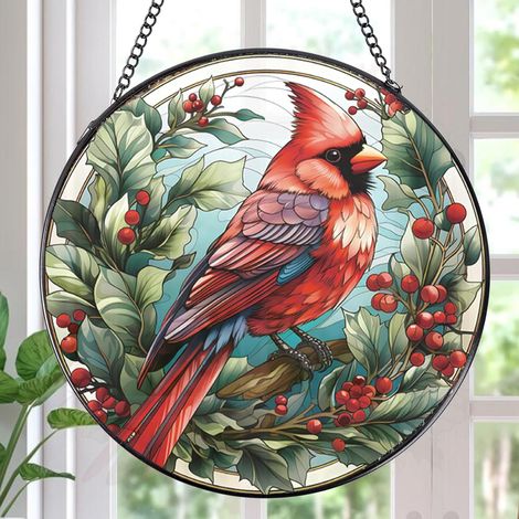 Attrape-soleil vitrail décoratif à suspendre, ornement mural lumineux pour intérieur, cadeau Noël Thanksgiving crémaillère, diamètre : 30 cm (1/4)