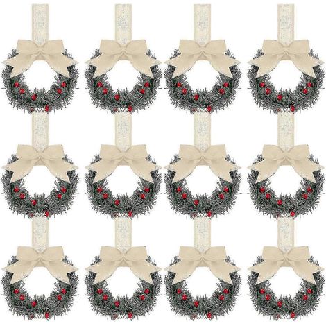 Calendrier de l'Avent 2088, 12 couronnes de Noël, rubans, mini couronne de Noël de 10 cm avec nœud de baies (1/3)