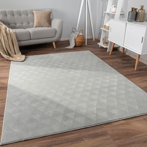 Paco Home Teppich Wohnzimmer Kurzflor Rutschfest Skandi Boho Design Einfarbig Geometrisch 120x160 cm, Grau 2