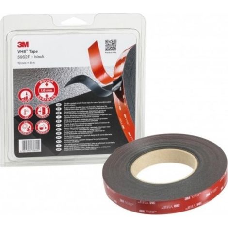 cinta adhesiva de doble cara vhb 5962f. acrílico modificado. espuma acrílica. negro - 3m