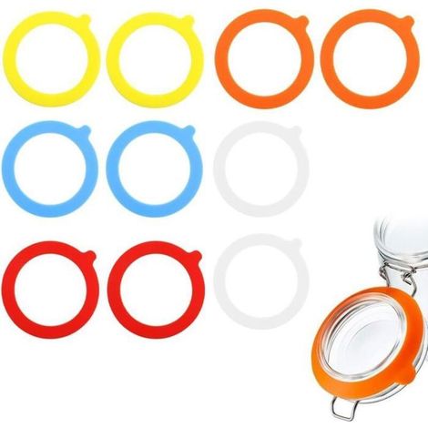10pcs Joints Silicone – Silicone alimentaire Ø70mm – Étanchéité bocaux verre – Cuisine, Conservation aliments – Multicolore (1/4)
